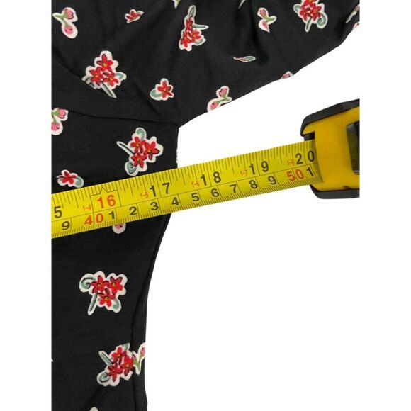 Boden Womens Dress UK 12P US 8P Fit & Flare Black Floral Midi V-Neck D0453 NWT - Picture 10 of 12